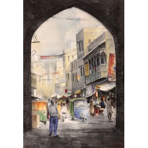 G. N. Qazi, 15 x 22 inch, Watercolor on Paper, Cityscape Painting, AC-GNQ-034